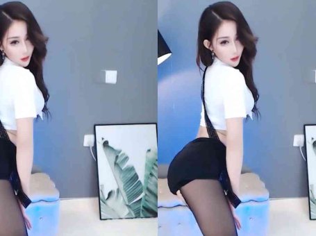虎牙 尤娜 热舞视频 ♥黑丝长腿热舞，还露底了~♥