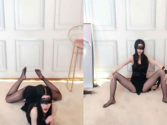 虎牙 小沫沫 热舞视频 ♥性感黑丝慢舞，M腿跪地翘臀，该有的性感都有了♥