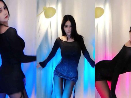 虎牙 话社安慕希 热舞视频 ♥紧身短裙，黑丝热舞♥ 小舌头刚开始有点不安份~