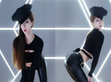 虎牙 猫的二十二 热舞视频 ♥紧身皮裤，翘臀热舞♥ 哦吼，这个屁股，我爱了