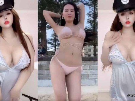 韩国女主播挑战路边比基尼。快手主播 大胸美女私人订制热舞