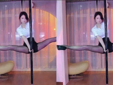 虎牙 空空、难得一见！黑丝钢管舞！